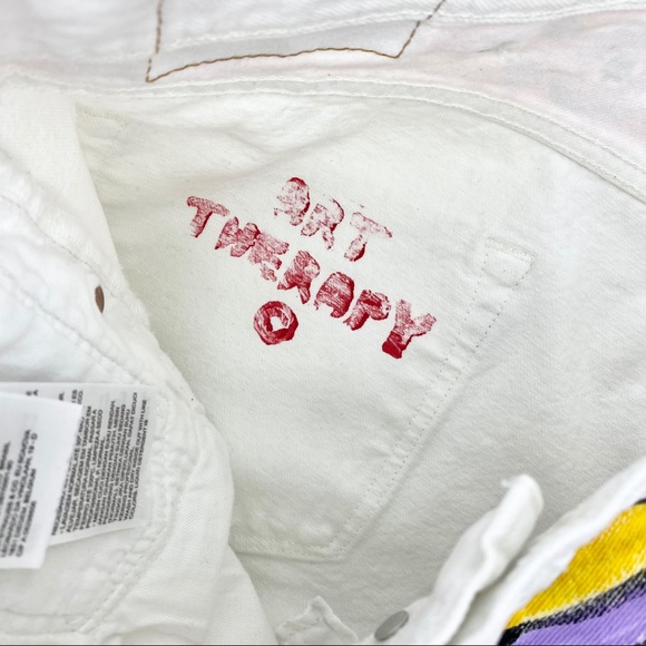 ART THERAPY MUSEO Vintage Levi's 501 High Rise White Unisex Denim Shorts SZ 38 - Picture 10 of 11